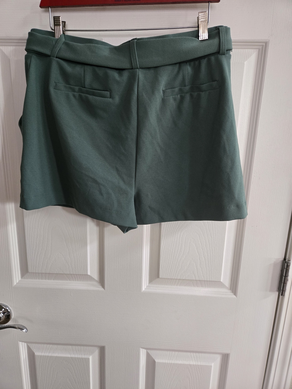 Fashion Nova Tailored Stretch Women'sWaist Belted Shorts in Sage - Picture 3 of 5